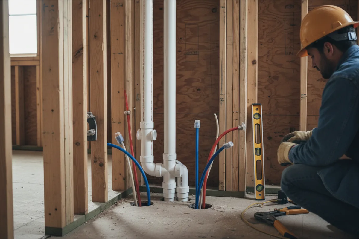 Drain and supply rough-in during Leak Detection in Cherryville